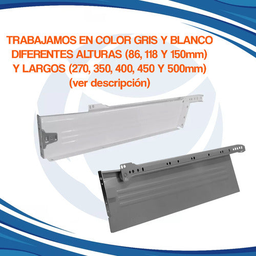 Häfele Lateral Para Cajón Pared Metalico De 118x400 Cima C 2