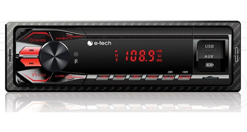 Auto Radio Automotivo E-tech Premium Mp3 Fm 2 Usb Bt Sd App 0