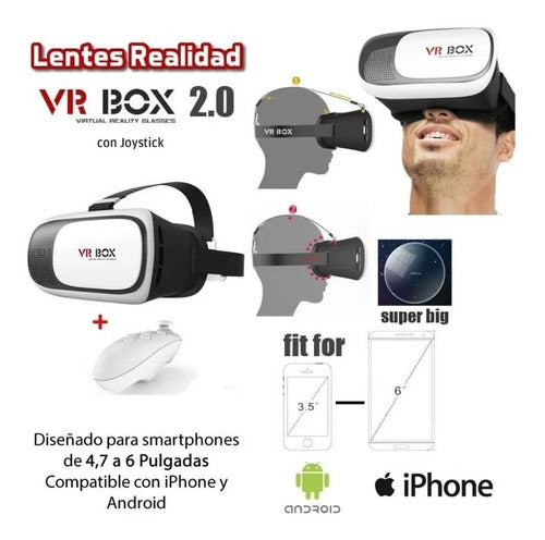 Lentes Realidad Virtual Box 3d Joystick Control Remoto Gafas 4