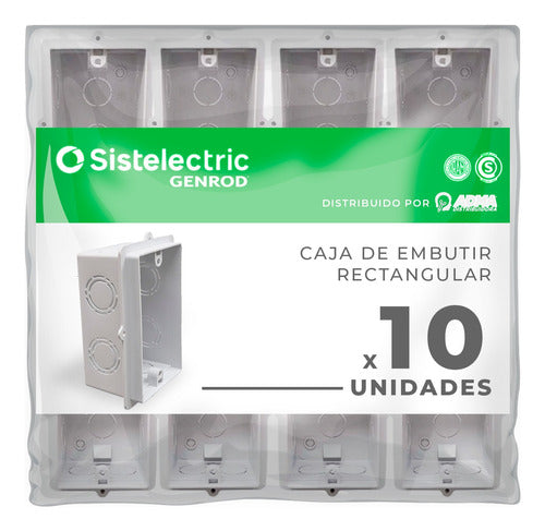 Caja De Embutir Genrod Rectangular Pvc 10x5 Pack X10 0