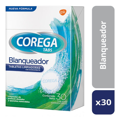 Corega Tabletas Blanqueadoras Para Prótesis Dental X 30 Unds 0