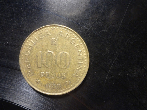 Moneda Argentina 100 Pesos 1980 Acero Latonado 0