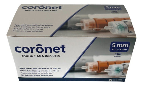 100 Aguja Insulina Ultra Fina Coronet P/ Lapicera 31 G X 5mm 0