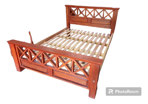 Premium Solid Pure Carob Wood Double Bed Frame 0