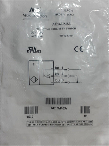 Sensor Inductivo Micro Detectors Ae1/ap-2a (8mm) 0