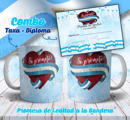 Imprimi Kits Combo Diseños Diplomas Y Tazas Jura Promesa A La Bandera 7