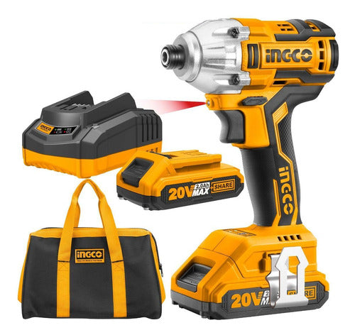 Ingco 1/4" 20 Volt Impact Driver with 2 Batteries 0