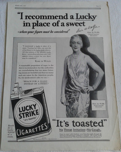 Clipping Publicidad Cigarrillos 1929 Usa * Lucky Strike* 0