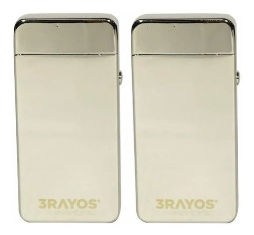 3Rayos USB Rechargeable Plasma Lighter - Fun Silver 3 Beam 0