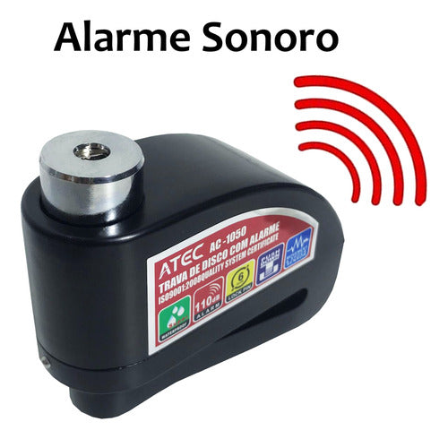 Cadeado Trava Disco Anti Roubo Moto Alarme Prova Agua Preto 1