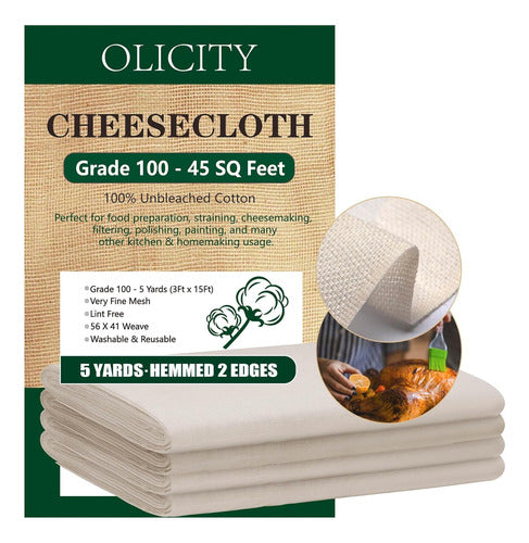 Olicity Paño De Queso Algodón, Malla Fina, 3x457m, 1341m², Reutiliza 0