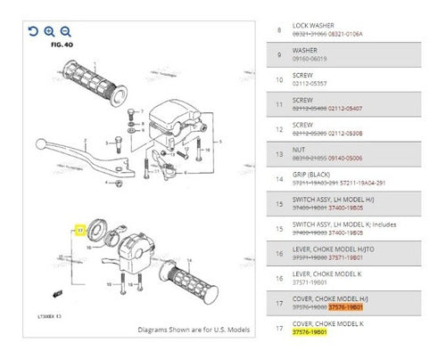 Suzuki Guardapolvo De Cebador LT 37576-19B01 2