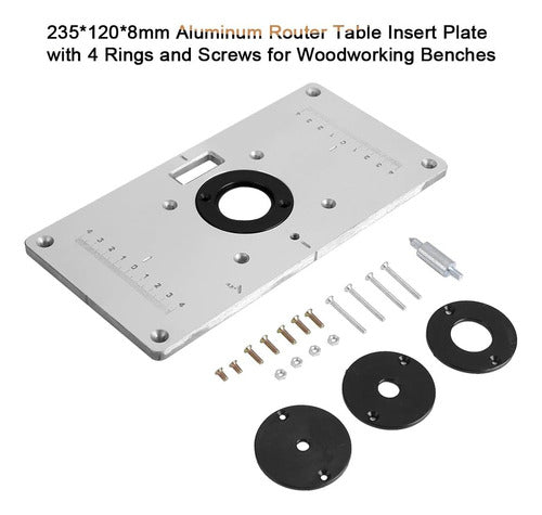 Placa De Inserción De Mesa Router Con 4 Anillos Y Tornillos 1