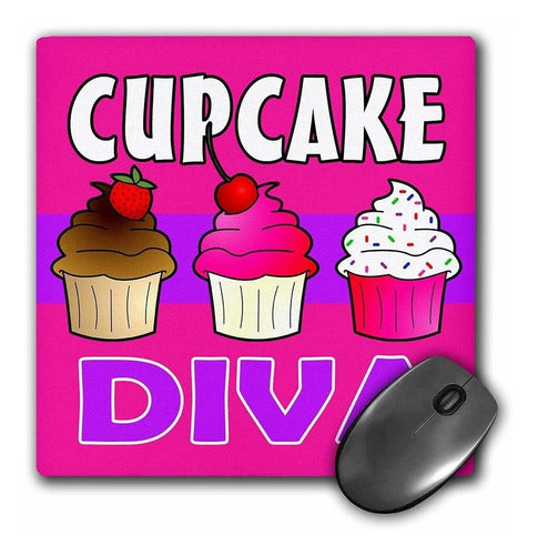 3Drose Llc 8 x 8 x 0.25 Inches Mouse Pad, Cupcake Diva Ka 0