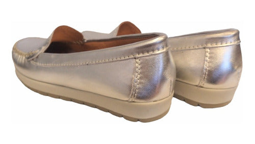 Ac 65 Shoes Silver Leather Moccasin Flats for Women 3