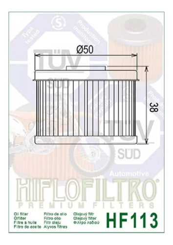 HIFLO Oil Filter HF 113 Honda TRX 300 400 450 RP 1