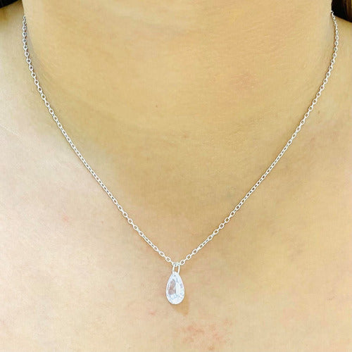 925 Sterling Silver Necklace with Drop Pendant 45cm - Model CD 133 7