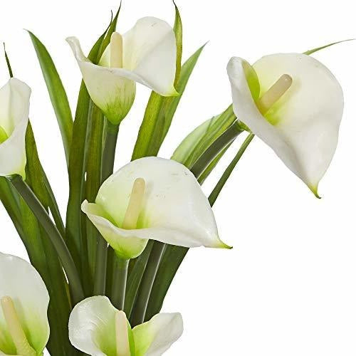 Casi Natural Calla Lily Y Zacate En Florero,, Color Beige 1