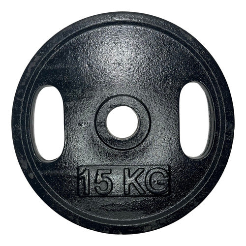 Olympic 15kg Weight Plate with 50mm Solid Cast Iron Handles Gym Equipment by Brest 0