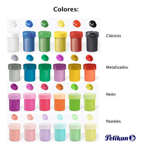 Kit 24 Pelikan Temperas Set - 6 Classic 6 Neon 6 Pastel 6 Metallic 2