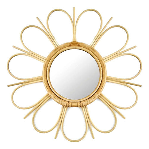 Circular Natural Fibers Boho Nordic Decorative Mirror 0