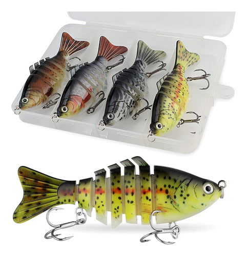 Señuelos Pesca Multiarticulados Trucha Róbalos Etc Set De 4 0