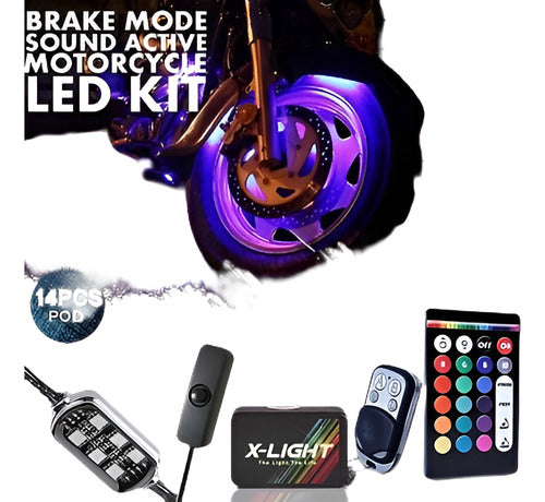 X-LIGHT Moto H.D. Neon Low Light Brightness Pod Kit With Brake Mode + M 0