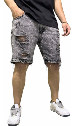 Solcar Jeans Bermuda Mom Hombre Jean Short Roturas 7