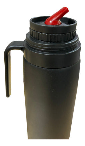 Black Thermos with Half Handle 1 L Stainless Steel Mate Spout 1