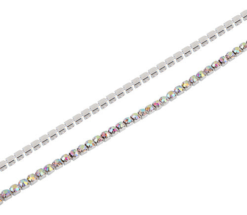 Prata De 2 Mm Ab Uk Plug Crystal Glass Strass Trim 10 0