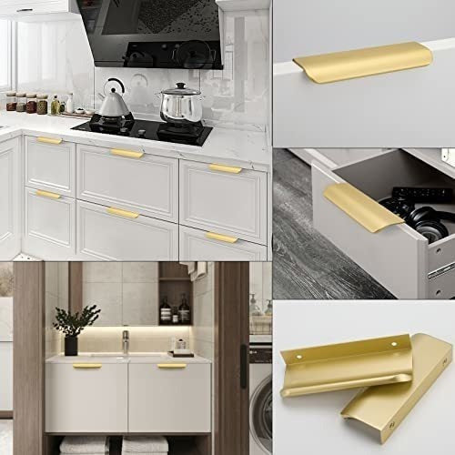 10 Tiradores P/muebles De Lengueta Goldenwarm-dorado Satin 5