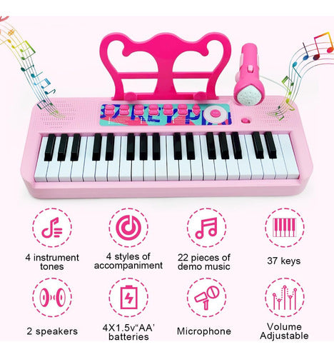 Love&Mini Pink Keyboard for Girls Aged 1 to 5 with Microphone 1