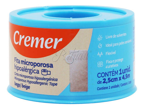 Fita Microporosa Hipoalérgica Bege 2,5cm X 4,5m Cremer 02 Un 1