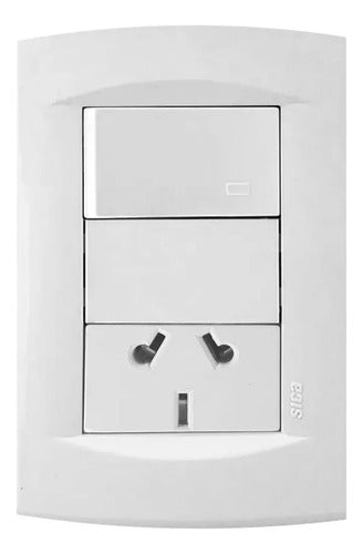Sica Double Outlet Light Switch and Point Plug + Rectangular Box Combo Set 2