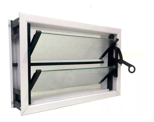 Bathroom Ventilation Window 40x26 Air Vent Aluminum with Glass, Grille, and Mosquito Net 0