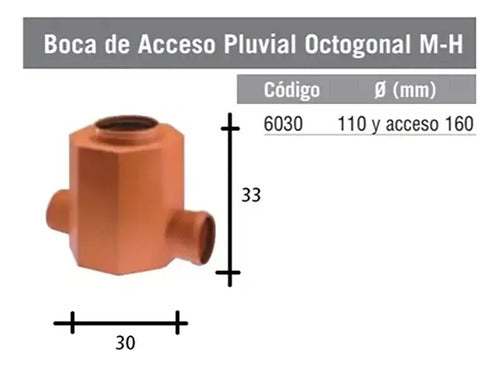 Industrias Saladillo Boca De Acceso Pluvial Octogonal M-H Awaduct 110 C/Acces 160 1