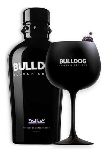 Bulldog Gin London Dry 700ml + Black Bulldog Glass 0