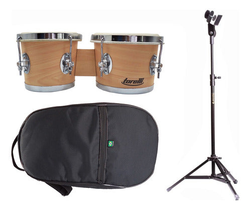 Kit Bongo Torelli Natural 7x8 Tb011 + Pedestal Hpb01 + Capa 0