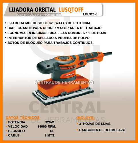 Lüsqtoff Orbital Sander 320 Watts LBL320-8 for Wood, Wall, Metal 1