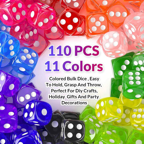 Rerdeim Colorful Dice Set, 110 Units, 6 Sides, Small 1