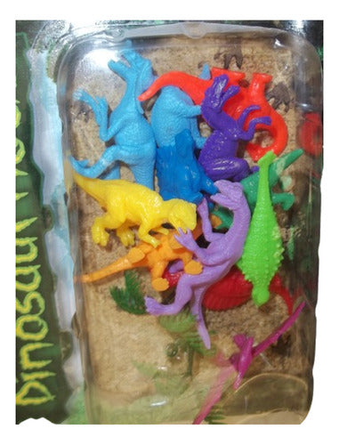 Set Kit Juego Dinosaurios De Goma Colores Vivos 12 Piezas 1