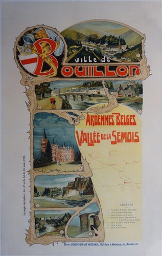 Bouillon Valonia Bélgica - Afiche 1895 - Lámina 45x30 Cm. 0