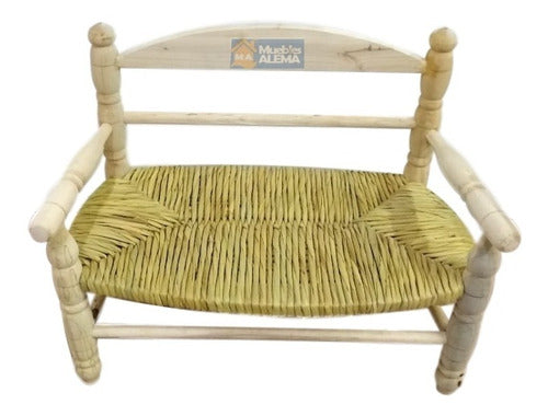 Children's Double Seat Wicker Chair with Armrests 0