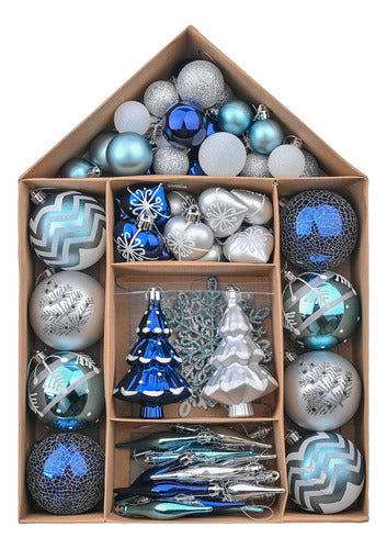 Valery Madelyn Christmas Ball Ornaments in Silver and Blue 0