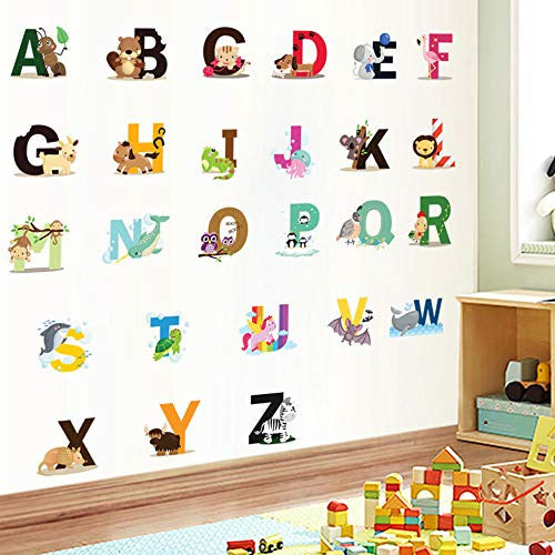 Finduat Alphabet Wall Stickers Removable Animal ABC Stickers for Kids 2