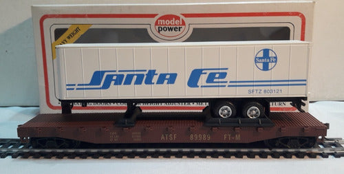 Model Power Flat Car with Trailer Santa Fe 8350 2