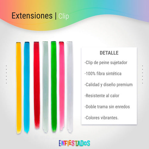 Enfiestados Clip-In Hair Extensions Color Strands X6 2