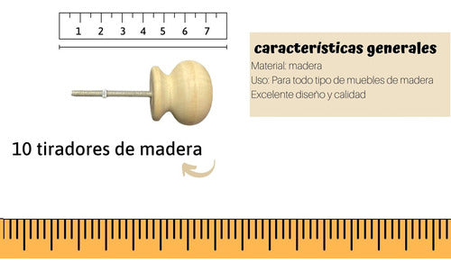 Tiradores De Madera De 25mm X 10 Unidades 3 Modelos 2