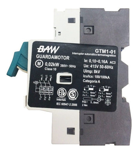 BAW Guardamotor Termomagnético GTM1-01 0,01-0,16A 2