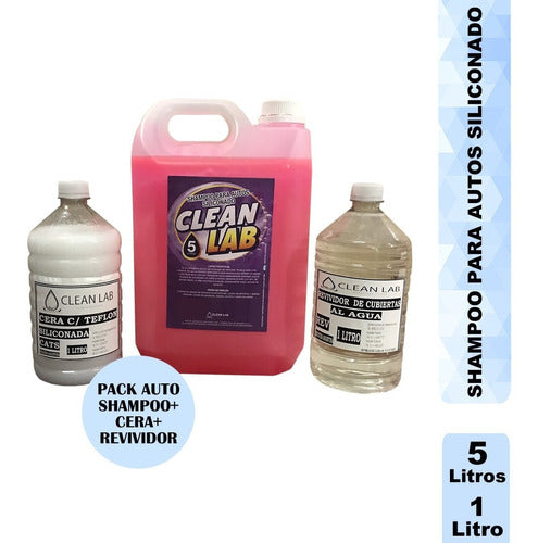 Clean Lab SRL Pack Lavado De Automotores, Shampoo, Cera Y Revividor 1